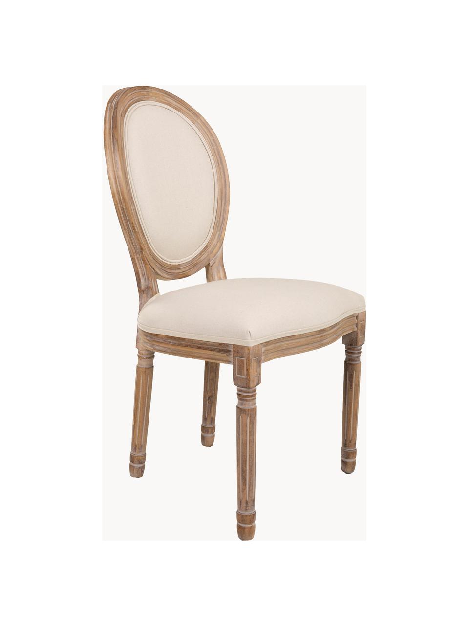 Dřevěná židle s polstrovaným sedákem Louis, Béžová, Š 46 cm, H 48 cm