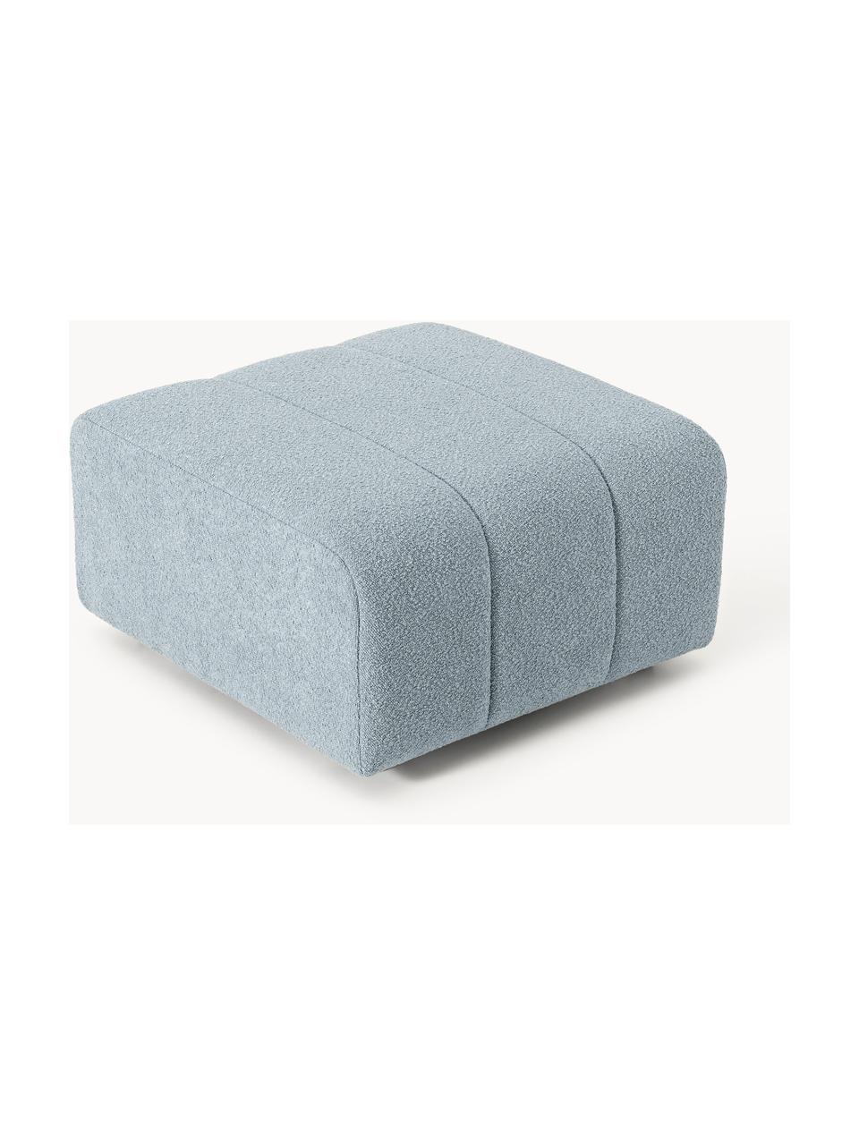 Bouclé-Sofa-Hocker Lena, Bezug: Bouclé (93 % Polyester, 6, Gestell: Buchenholz, Spanplatte, H, Füße: Kunststoff, Bouclé Hellblau, B 78 x T 75 cm