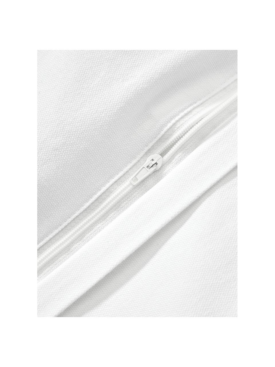 Housse de coussin 50x50 en percale de coton avec ornements tuftés Faith, Blanc, larg. 40 x long. 60 cm