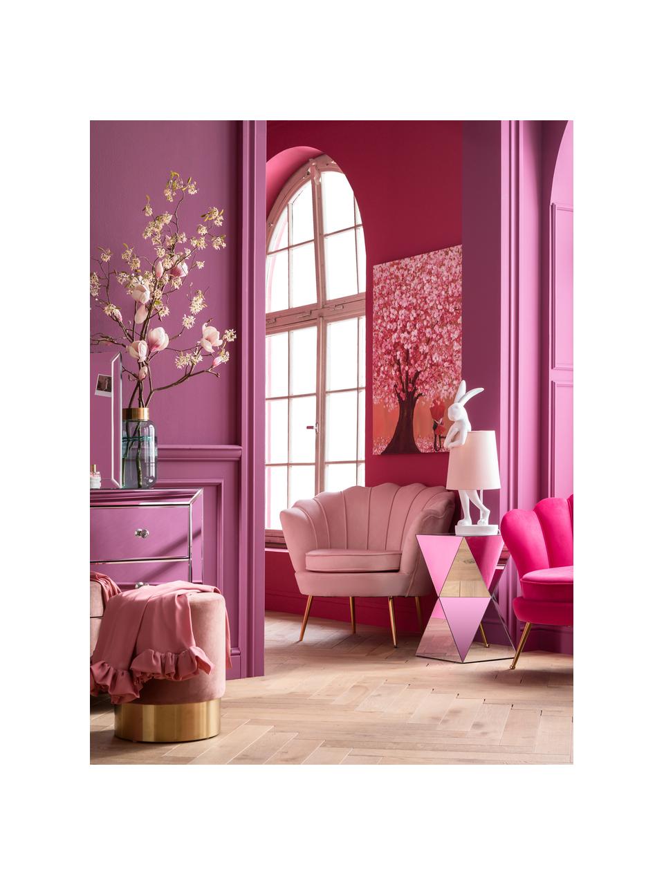 Lampada rosa da tavolo di design Rabbit, Paralume: lino, Base della lampada: poliresina, Asta: acciaio verniciato a polv, Bianco, rosa, Ø 23 x Alt. 68 cm