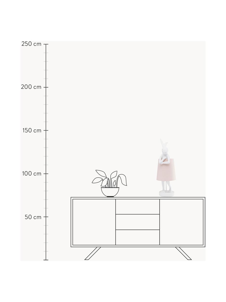 Lámpara de mesa grande de diseño Rabbit, Pantalla: lino, Cable: plástico, Blanco, rosa claro, Ø 23 x Al 68 cm