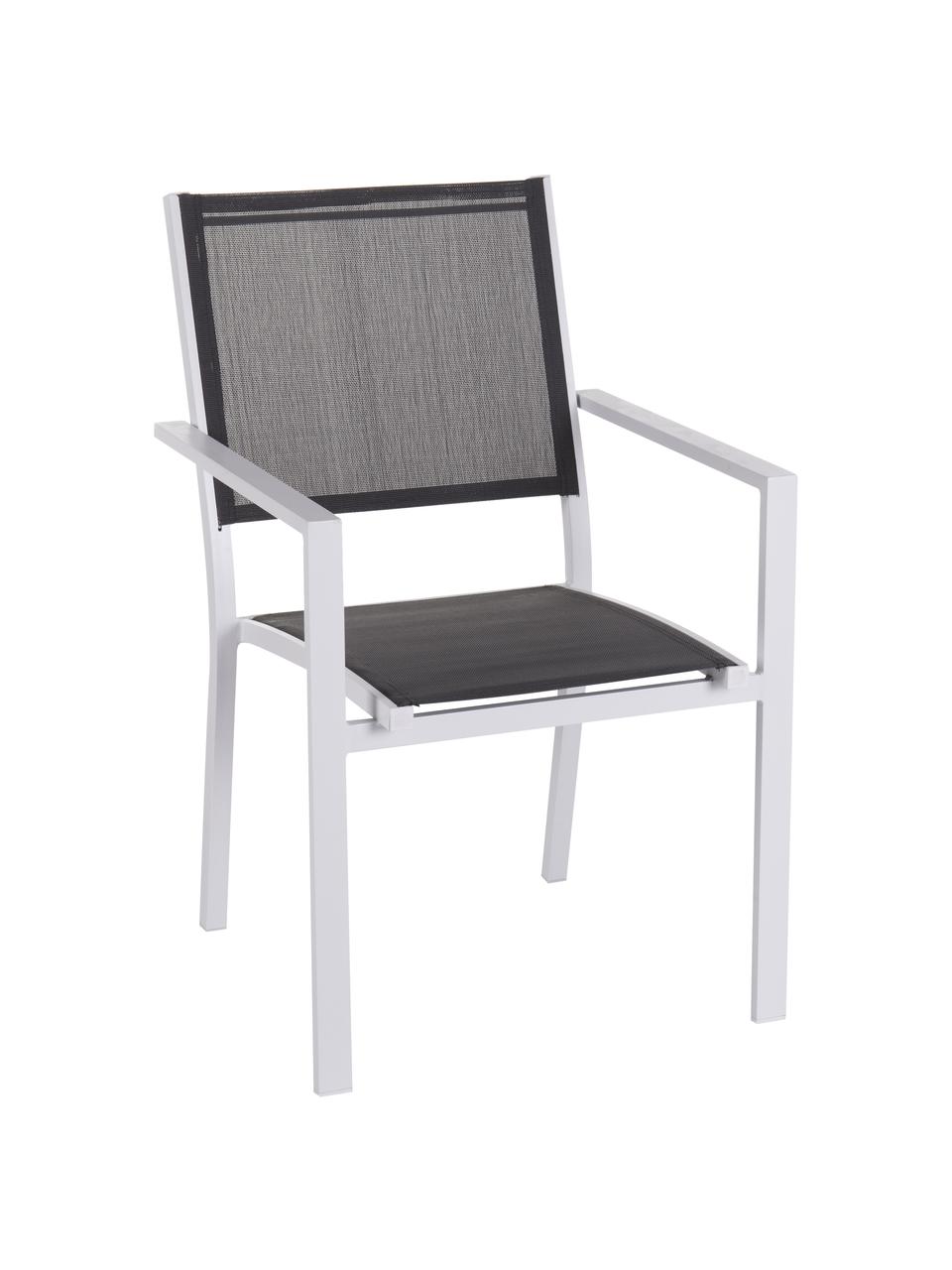 Silla apilables para exterior Thais, Estructura: aluminio recubierto, Blanco, gris, An 69 x Al 99 cm