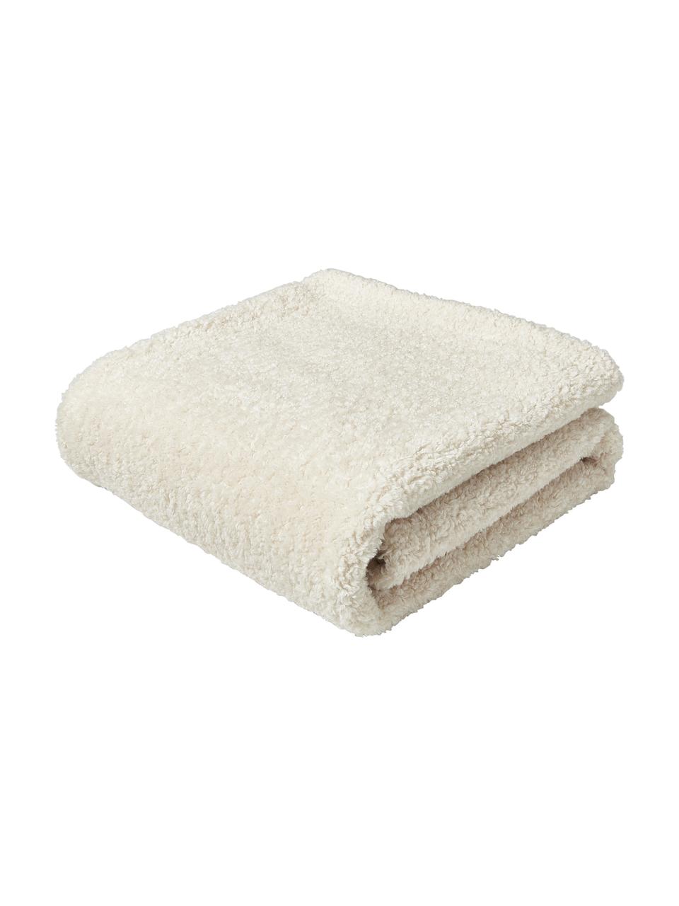 Coperta in tessuto teddy bianco crema Dotty, Retro: 95% poliestere, 5% elasta, Bianco crema, Larg. 130 x Lung. 170 cm