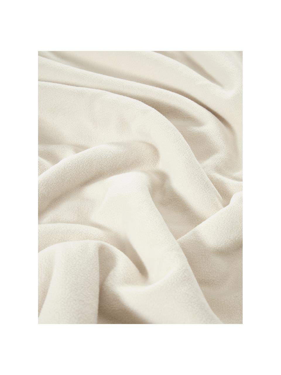 Coperta in tessuto teddy Dotty, Retro: 95% poliestere, 5% elasta, Bianco crema, Larg. 130 x Lung. 170 cm