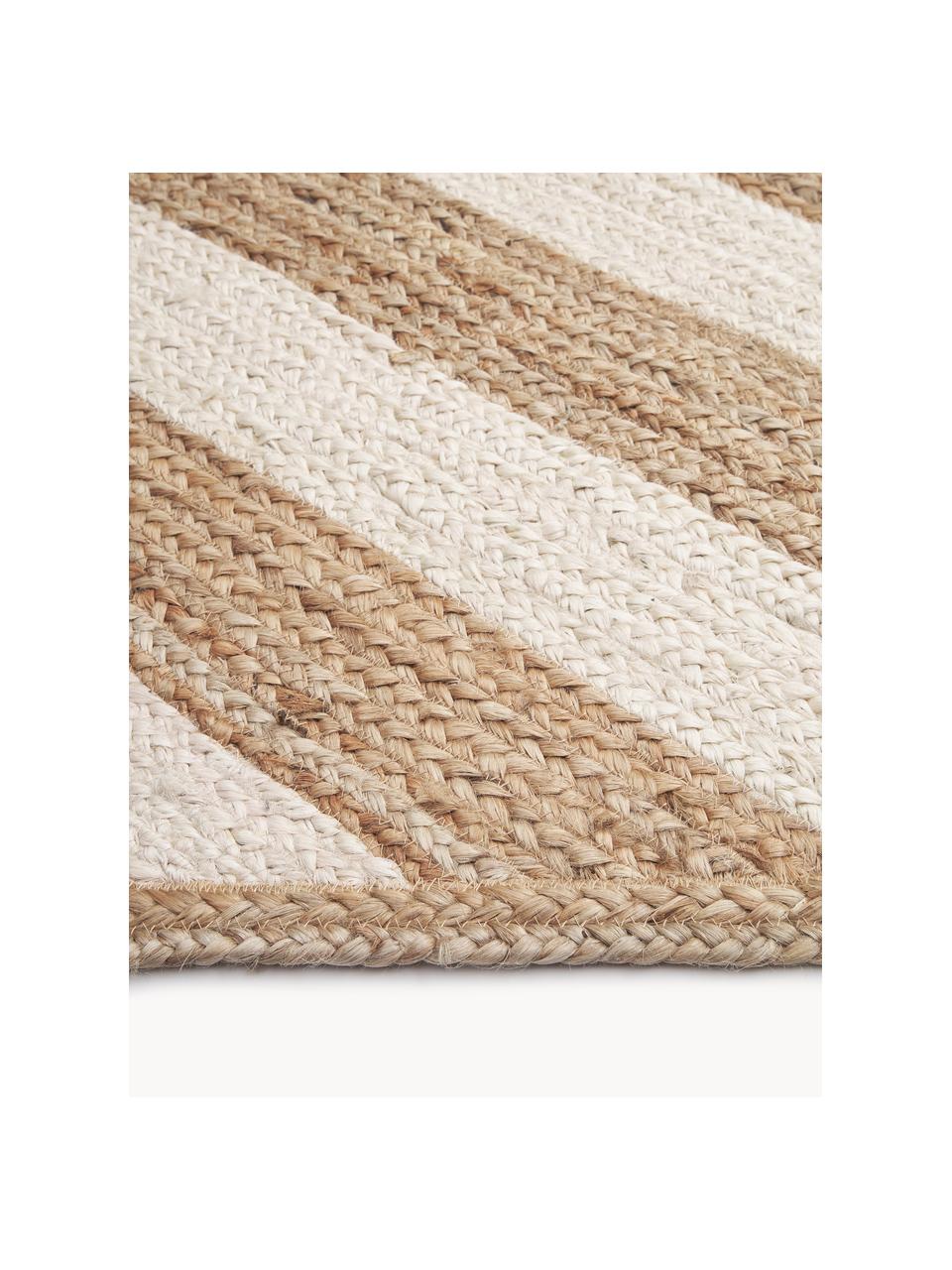 Felpudo artesanal de yute Eckes, 100% yute

Como las alfombras de yute son ásperas al tacto, son menos adecuadas para el contacto directo con la piel., Beige, blanco, An 50 x L 80 cm