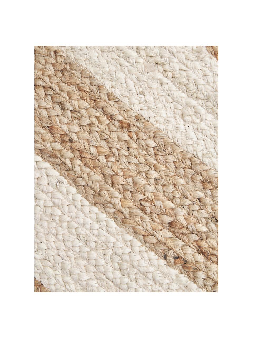 Felpudo artesanal de yute Eckes, 100% yute

Como las alfombras de yute son ásperas al tacto, son menos adecuadas para el contacto directo con la piel., Beige, blanco, An 50 x L 80 cm