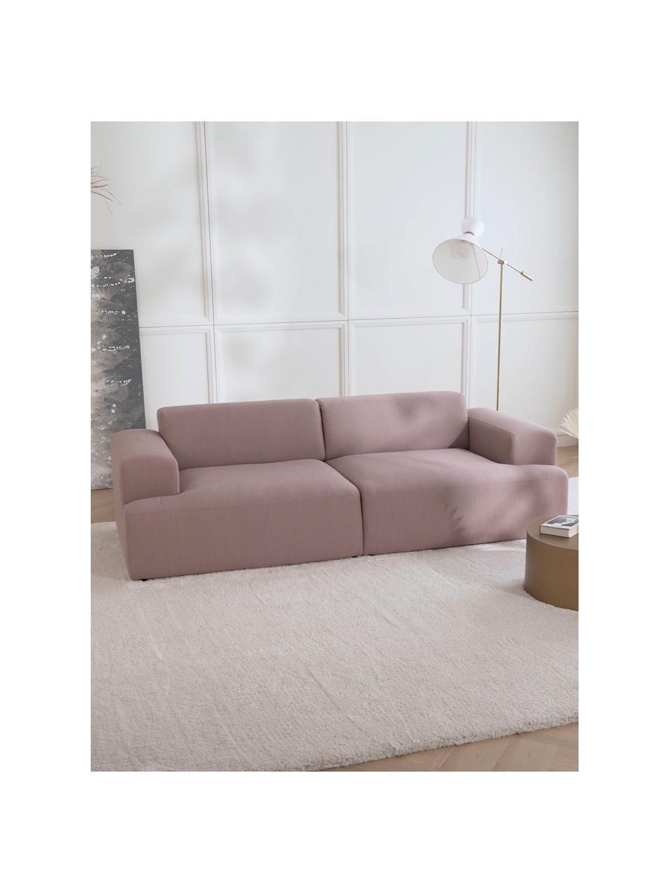 Canapé 3 places Melva, Tissu rose, larg. 238 x prof. 101 cm