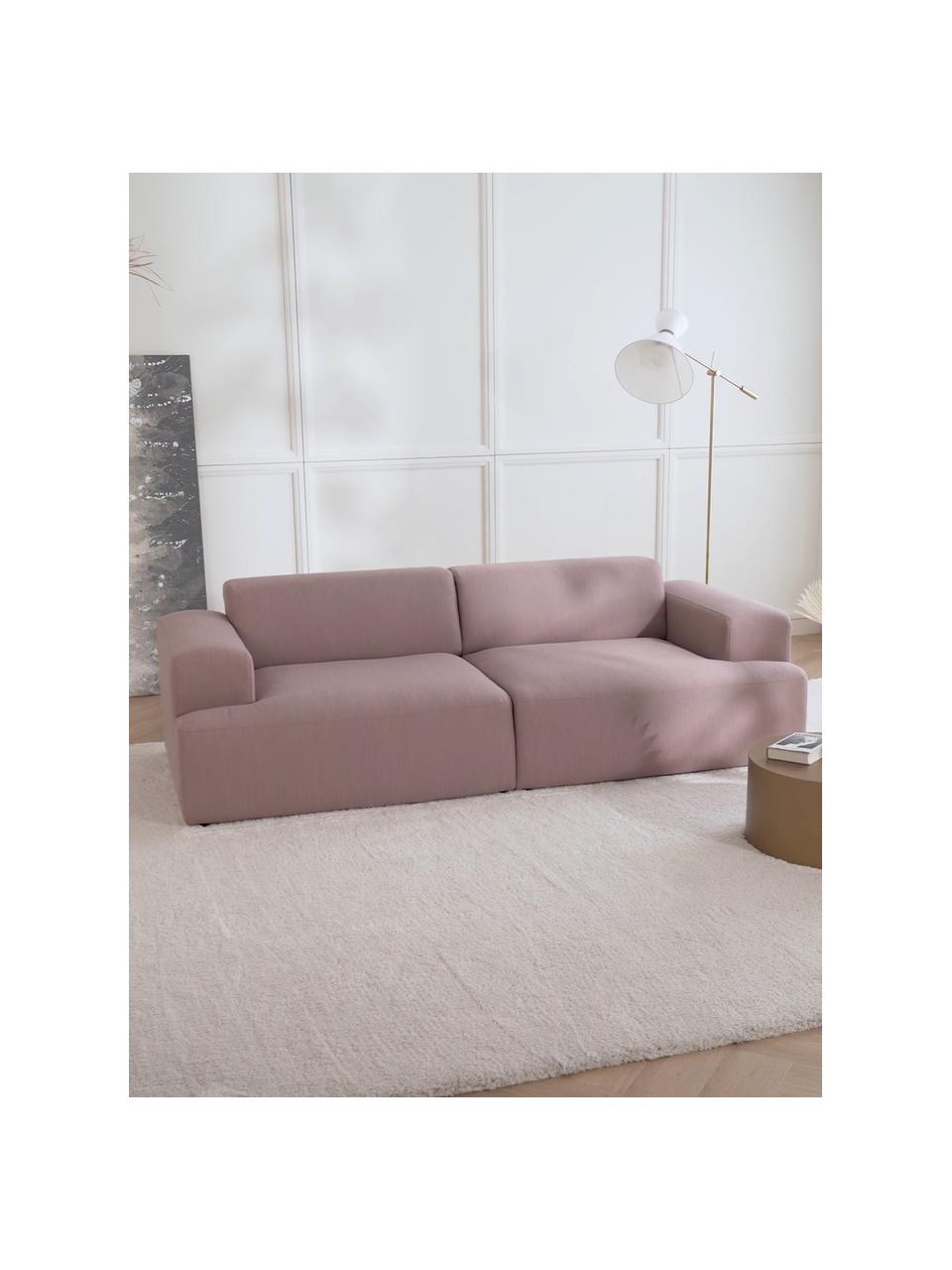 Sofa Melva (3-Sitzer), Bezug: 100% Polyester Der hochwe, Gestell: Massives Kiefernholz, Spa, Füße: Kunststoff Dieses Produkt, Webstoff Hellrosa, B 238 x T 101 cm