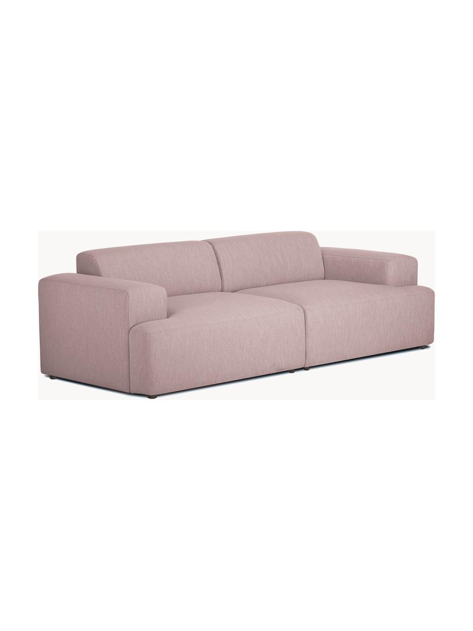 Divano 3 posti Melva, Rivestimento: 100% poliestre Con 35.000, Struttura: legno di pino massiccio, , Piedini: plastica, Tessuto rosa chiaro, Larg. 238 x Prof. 101 cm