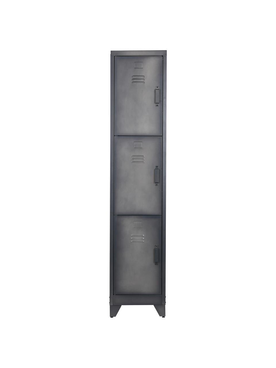Metall-Spind Cas mit 3 Türen, Metall, beschichtet, Dunkelgrau, B 38 x H 180 cm