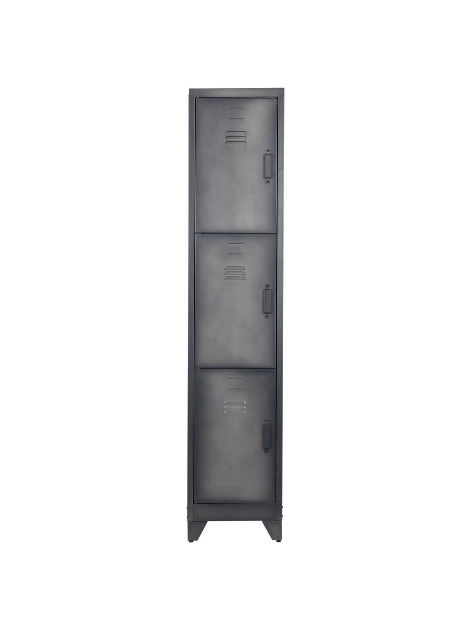 Armoire industrielle étroite 3 portes Cas, Métal, enduit, Gris, larg. 38 x haut. 180 cm