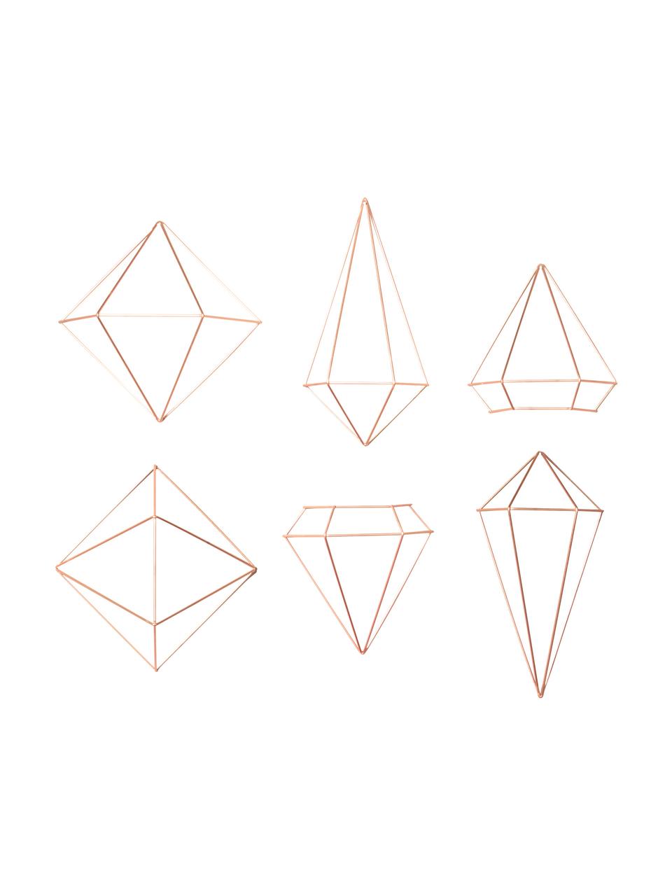 Wandobjekt-Set Prisma aus lackiertem Metall, 6-tlg., Metall, lackiert, Kupferfarben, Set mit verschiedenen Größen