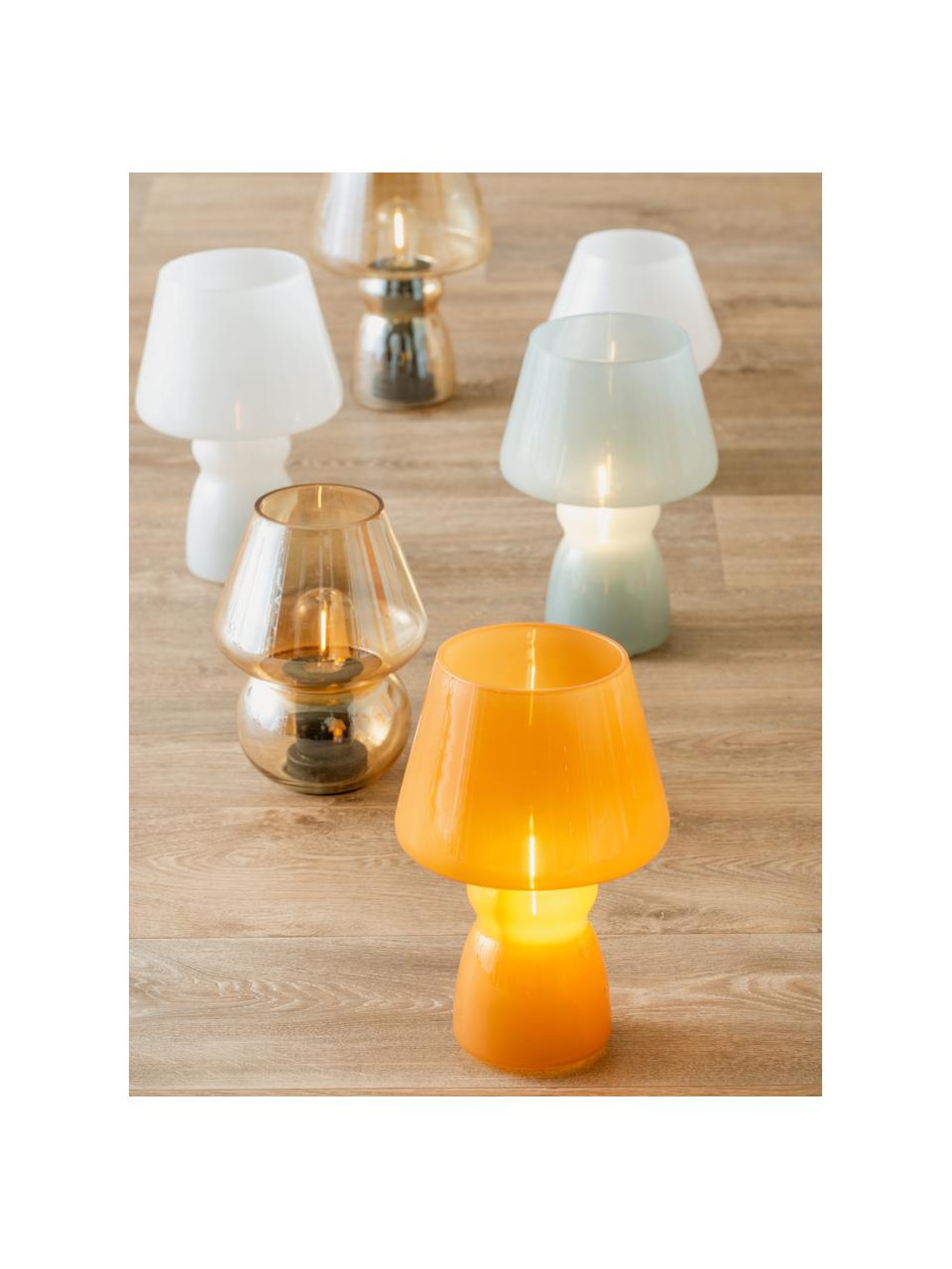 Kleine mobile LED-Tischlampe Classic, Glas, Orange, transparent, Ø 17 x H 26 cm