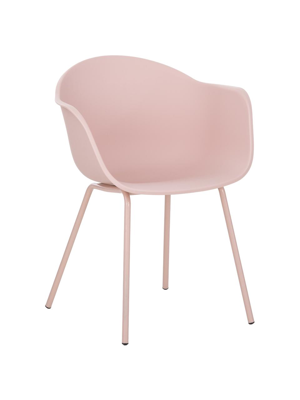 Židle s područkami s kovovými nohami Claire, Růžová, Š 60 cm, H 54 cm