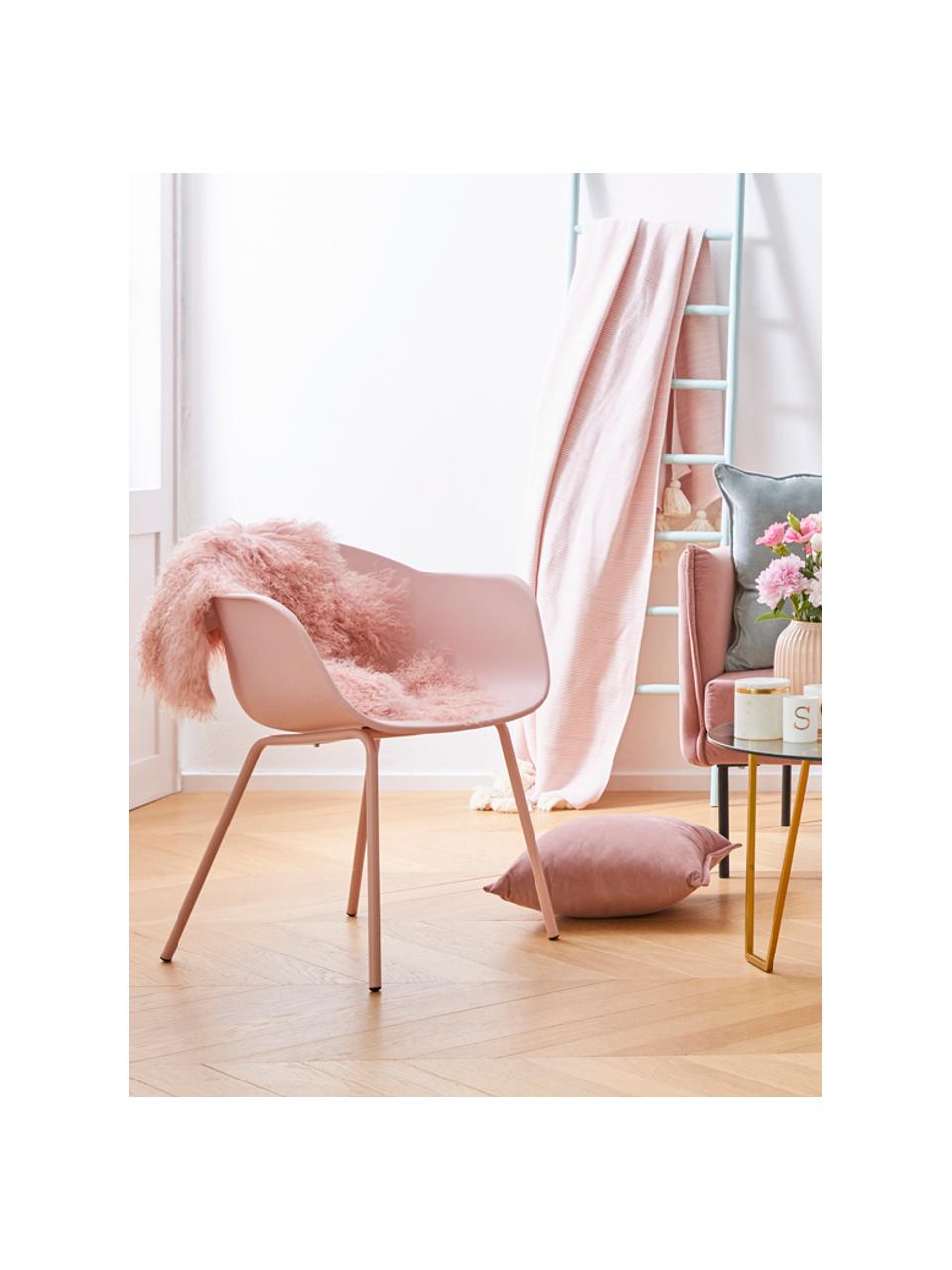 Krzesło z podłokietnikami z tworzywa sztucznego Claire, Nogi: metal malowany proszkowo, Blady różowy, S 60 x G 54 cm
