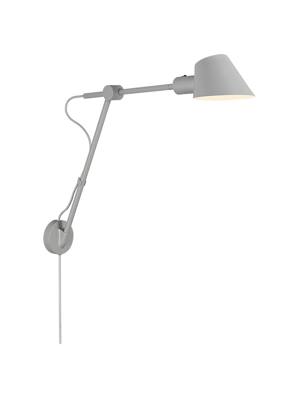 Große Verstellbare Wandleuchte Stay mit Stecker, Lampenschirm: Metall, beschichtet, Grau, T 72 x H 55 cm