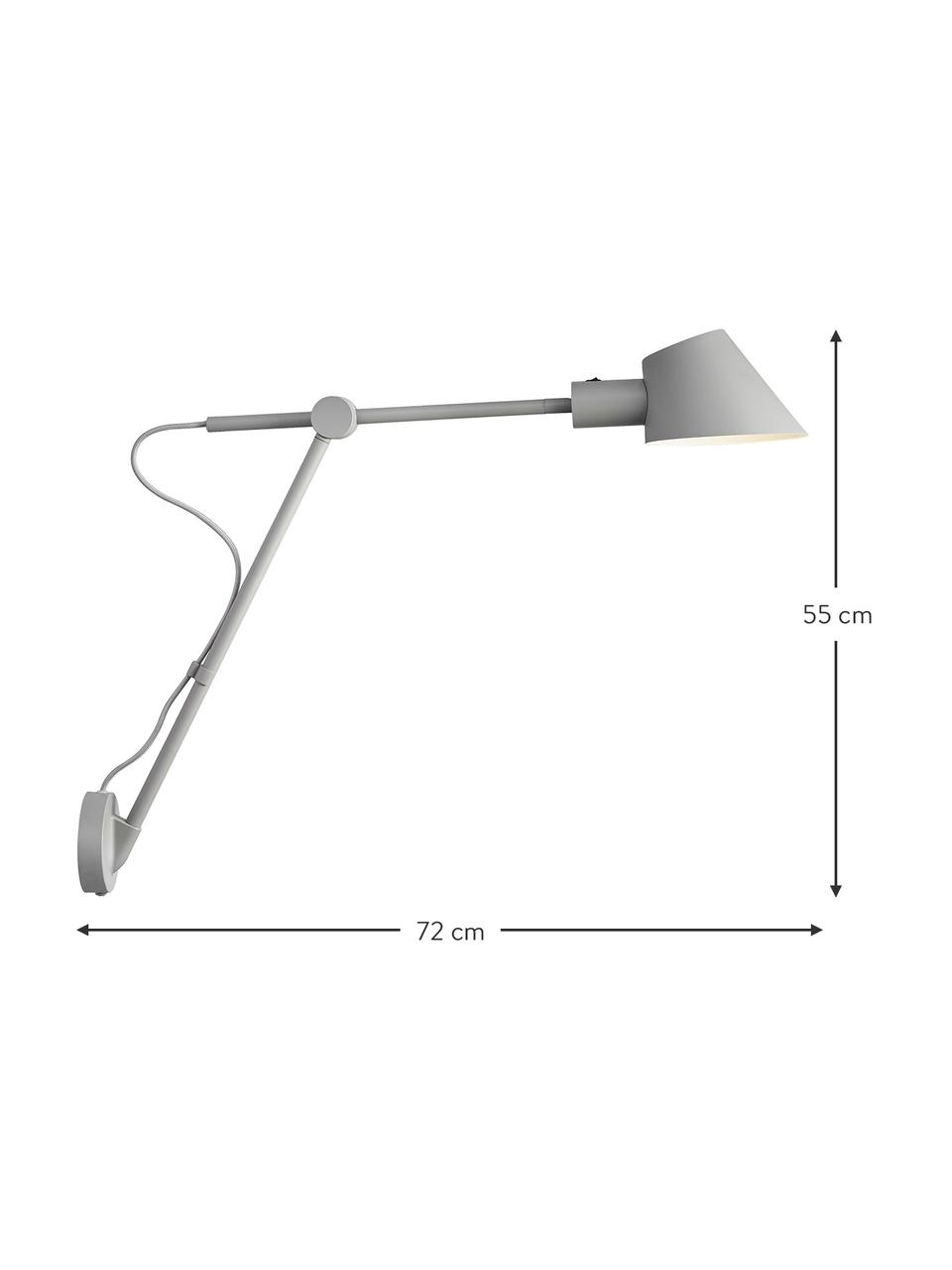 Grote wandlamp Stay met stekker, Lampenkap: gecoat metaal, Grijs, 72 x 55 cm