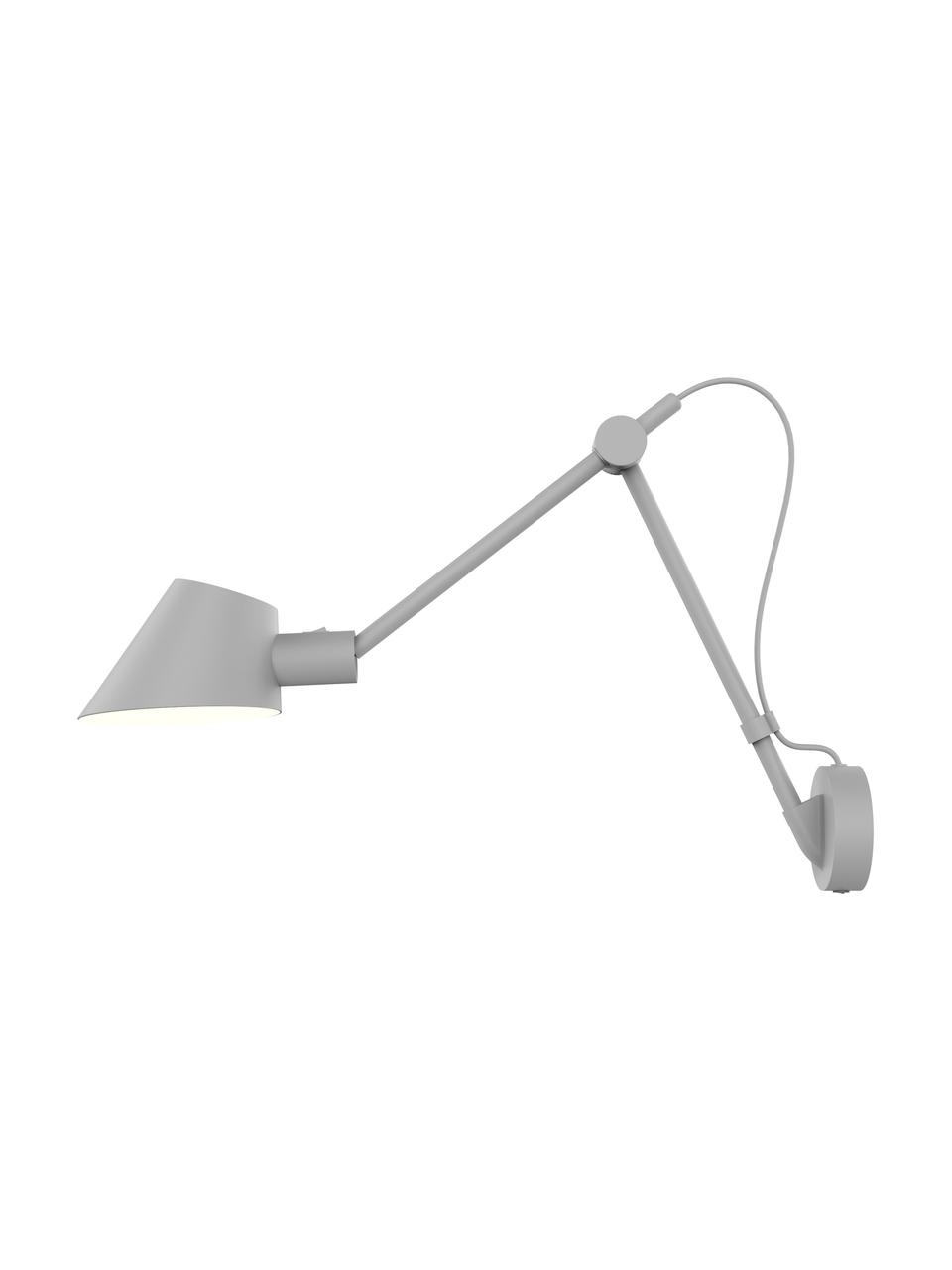 Grote wandlamp Stay met stekker, Lampenkap: gecoat metaal, Grijs, 72 x 55 cm