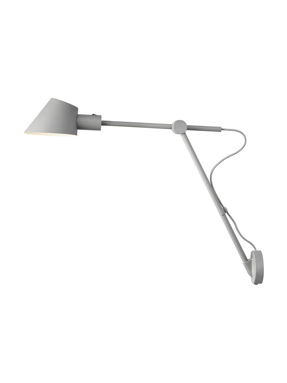 Große Verstellbare Wandleuchte Stay mit Stecker, Lampenschirm: Metall, beschichtet, Grau, T 72 x H 55 cm