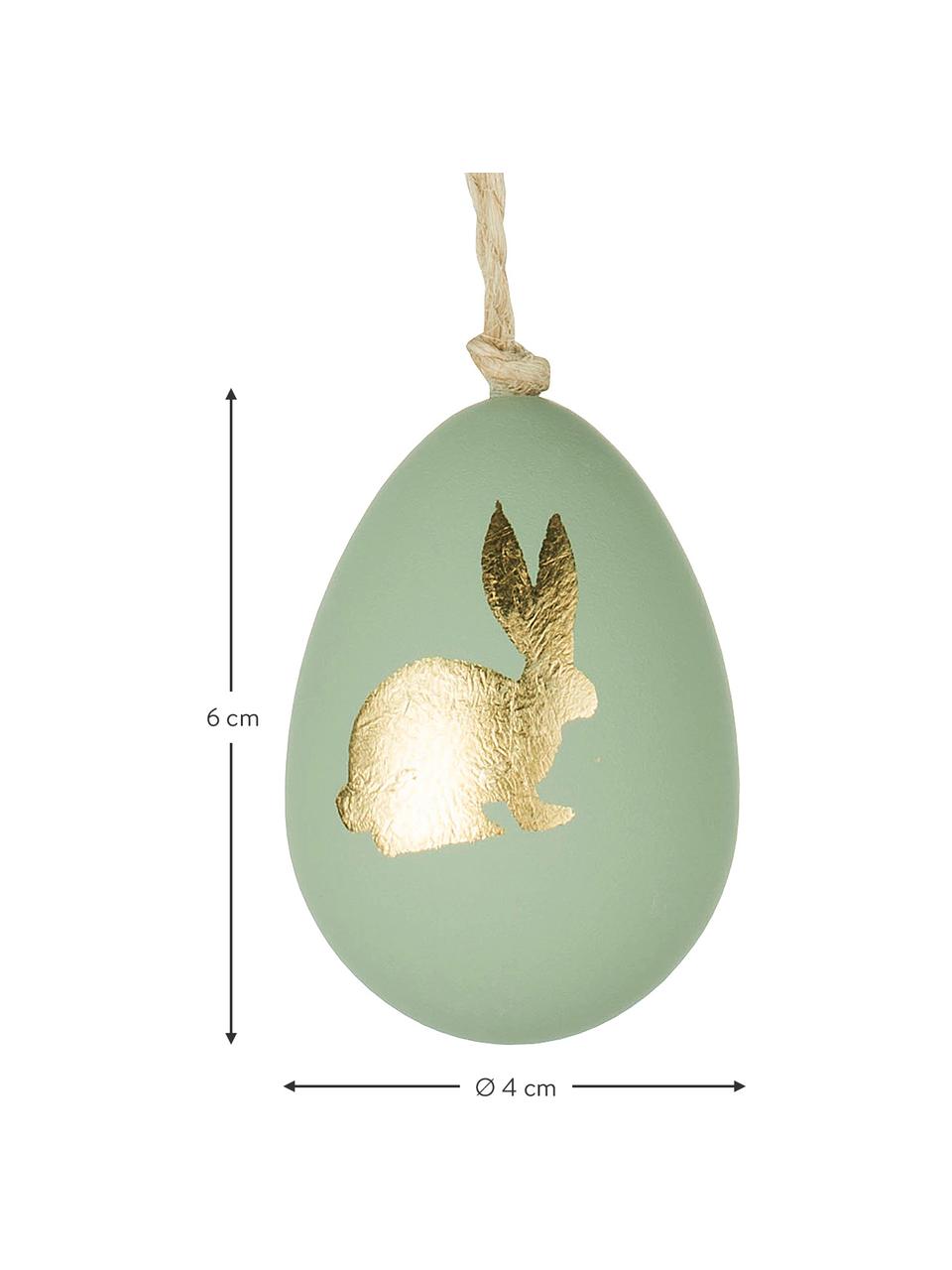 Adorno para colgar Bunny, 3 uds., Plástico, Verde, dorado, Ø 4 x Al 6 cm