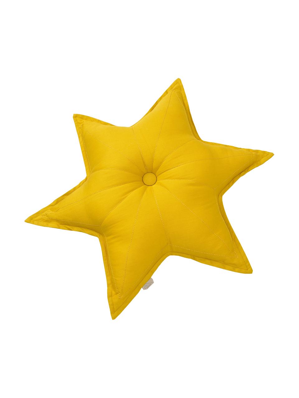 Cojín de algodón ecológico Star, con relleno, Exterior: algodón orgánico, Mostaza, An 45 x L 45 cm