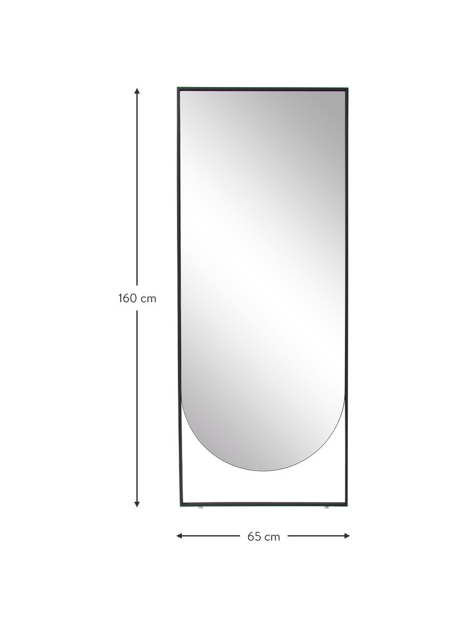 Eckiger Anlehnspiegel Masha, Rahmen: Metall, pulverbeschichtet, Rückseite: Mitteldichte Holzfaserpla, Spiegelfläche: Spiegelglas, Schwarz, B 65 x H 160 cm