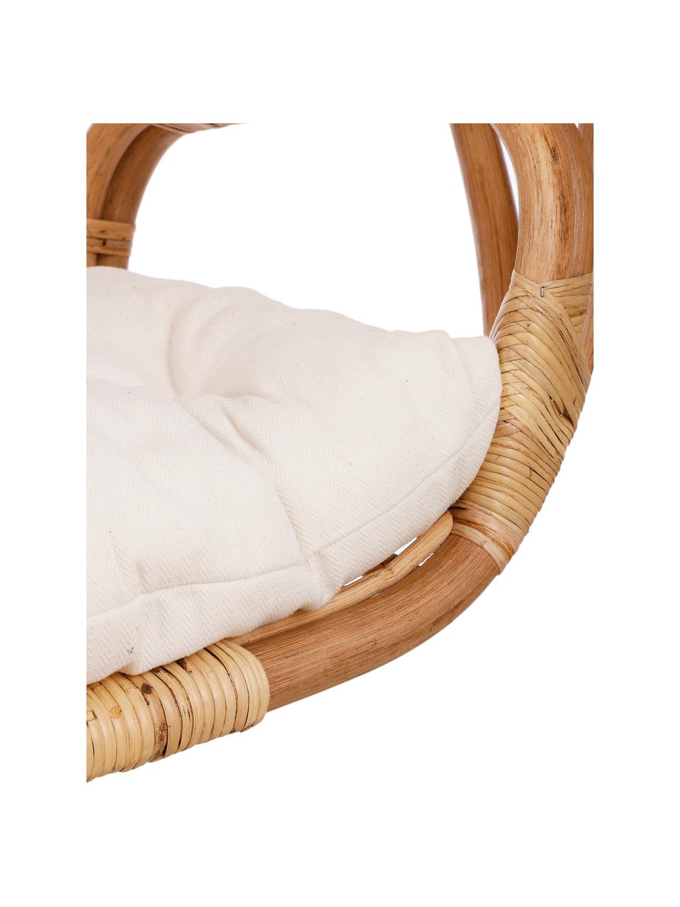 Sedia sospesa in rattan marrone chiaro con cuscino sedia Blanca, Marrone chiaro, bianco, Larg. 91 x Alt. 114 cm