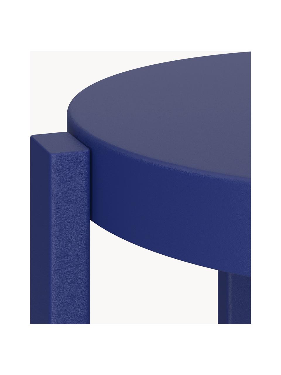 Taburete alto de metal Doon, Acero con pintura en polvo, Azul real, Ø 35 x Al 65 cm