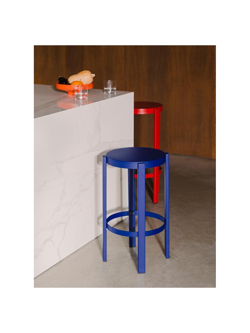 Barová stolička z kovu Doon, Ocel s práškovým nástřikem, Královská modrá, Ø 35 cm, V 65 cm