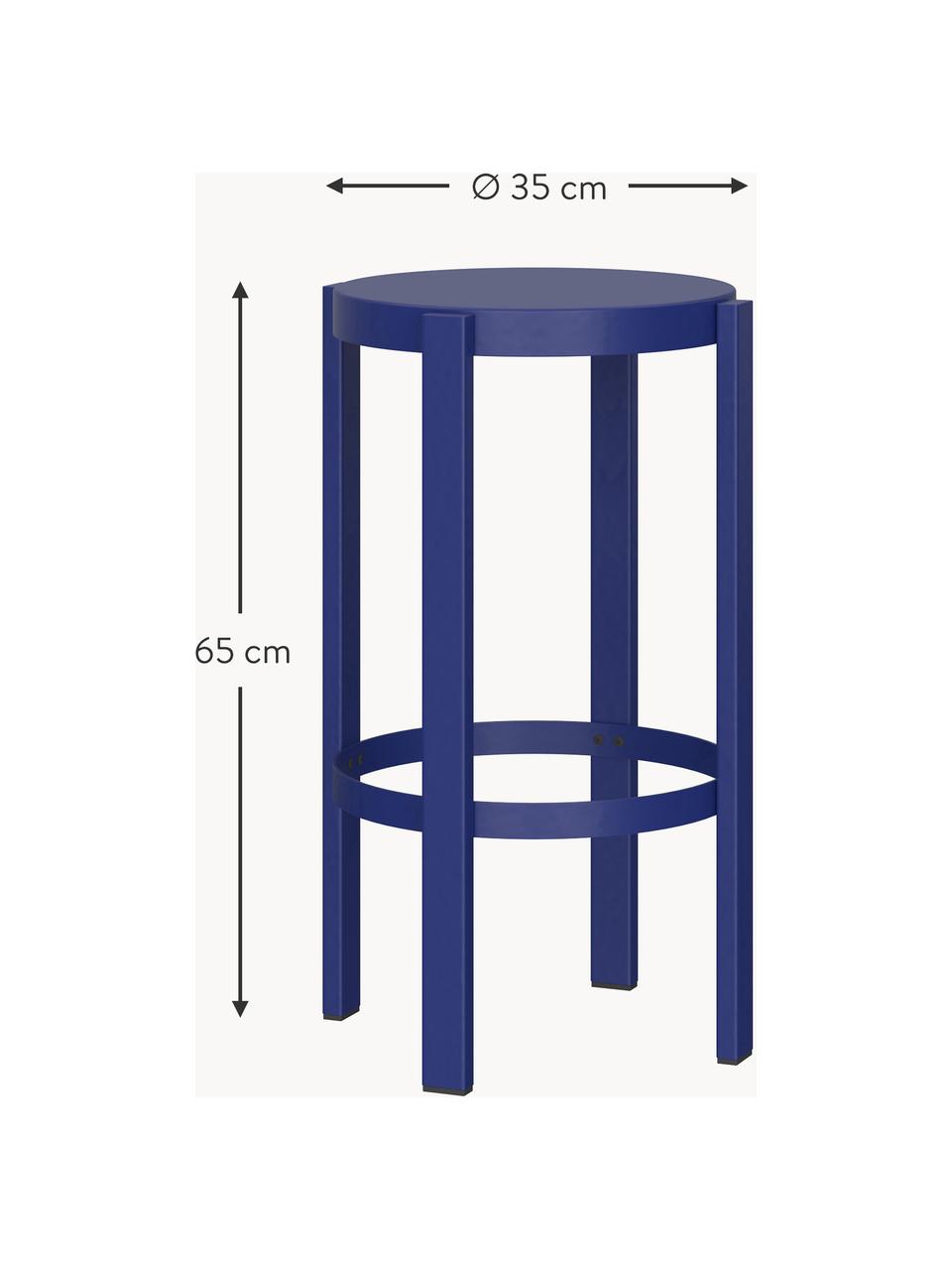 Kovová barová stolička Doon, Oceľ s práškovým náterom, Kráľovská modrá, Ø 35 x V 65 cm