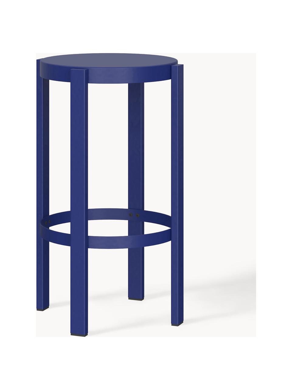 Tabouret de bar en métal Doon, haut. 65 cm, Acier, revêtement par poudre, Bleu roi, Ø 35 x haut. 65 cm