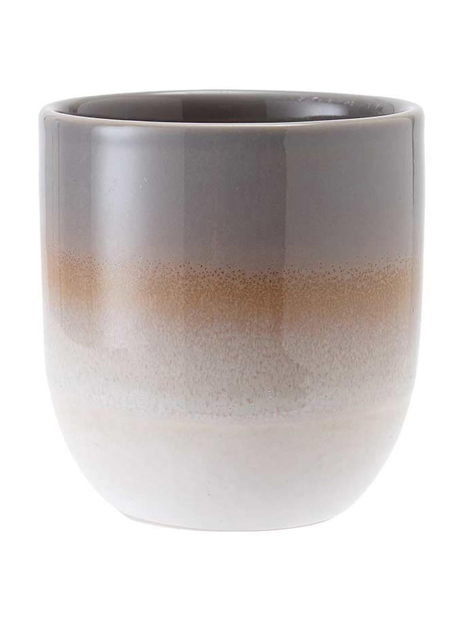 Handgemachte Becher Café mit Farbverlauf, 4 Stück, Steingut, Braun, Ø 8 x H 9 cm