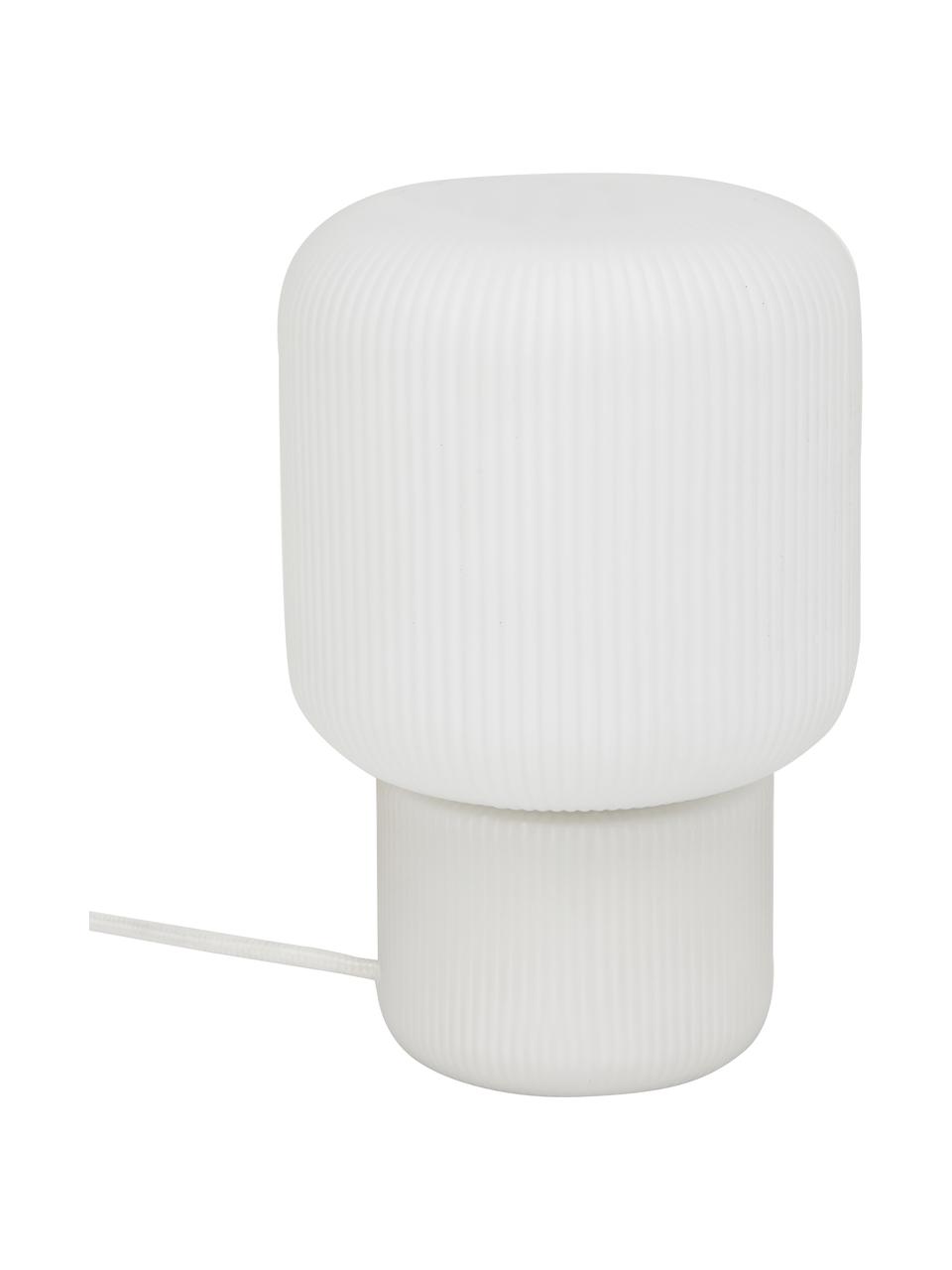 Lampa stołowa ze szkła Marlon, Biały, Ø 15 x W 23 cm