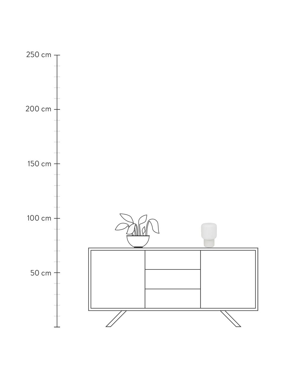 Lámpara de mesa pequeña de vidrio Marlon, Pantalla: vidrio, Cable: cubierto en tela, Blanco, Ø 15 x Al 23 cm