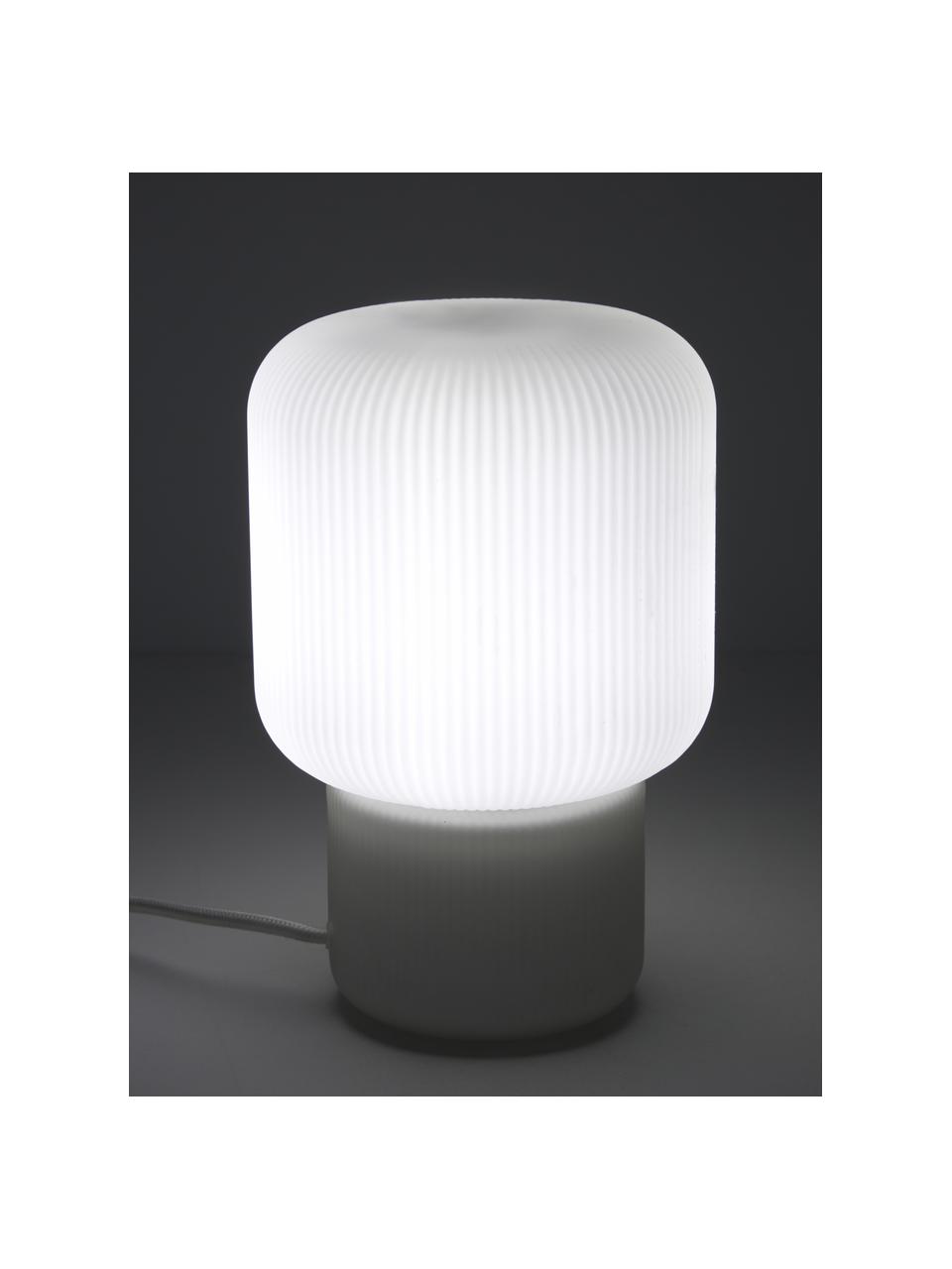 Lampada da tavolo piccola in vetro Marlon, Base della lampada: vetro, Paralume: vetro, Bianco, Ø 15 x Alt. 23 cm