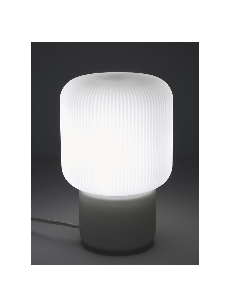 Petite lampe à poser en verre Marlon, Blanc, Ø 15 x haut. 23 cm