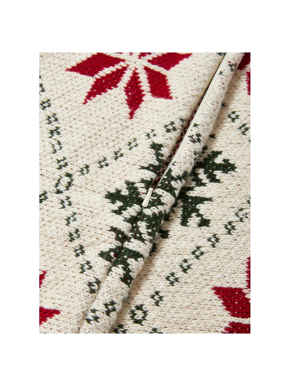Funda de cojín de punto navideña Starry, 100% algodón, Verde, rojo, blanco, An 50 x L 50 cm