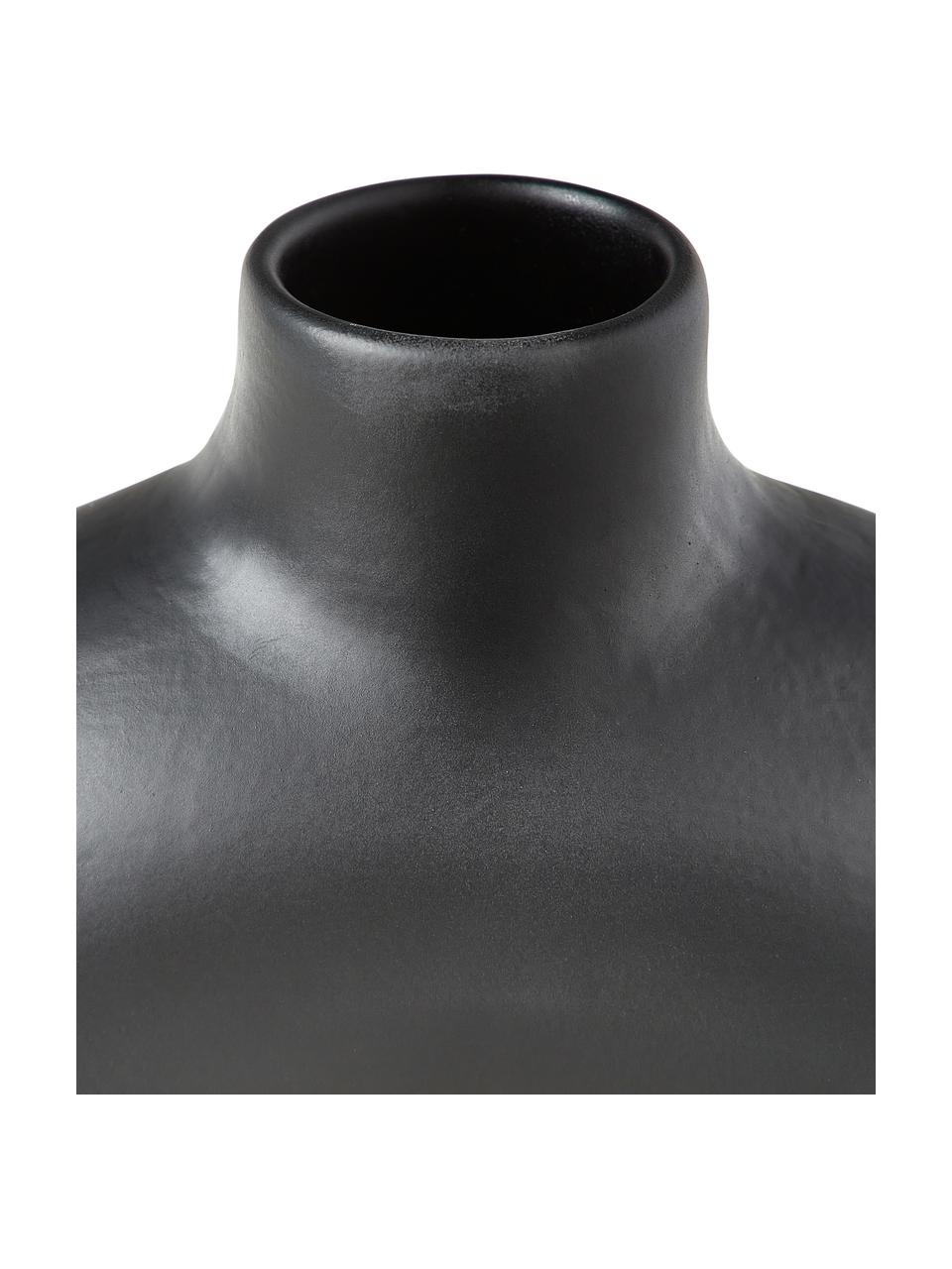 Vase design Livo, Grès cérame, Noir, Ø 5 x haut. 31 cm