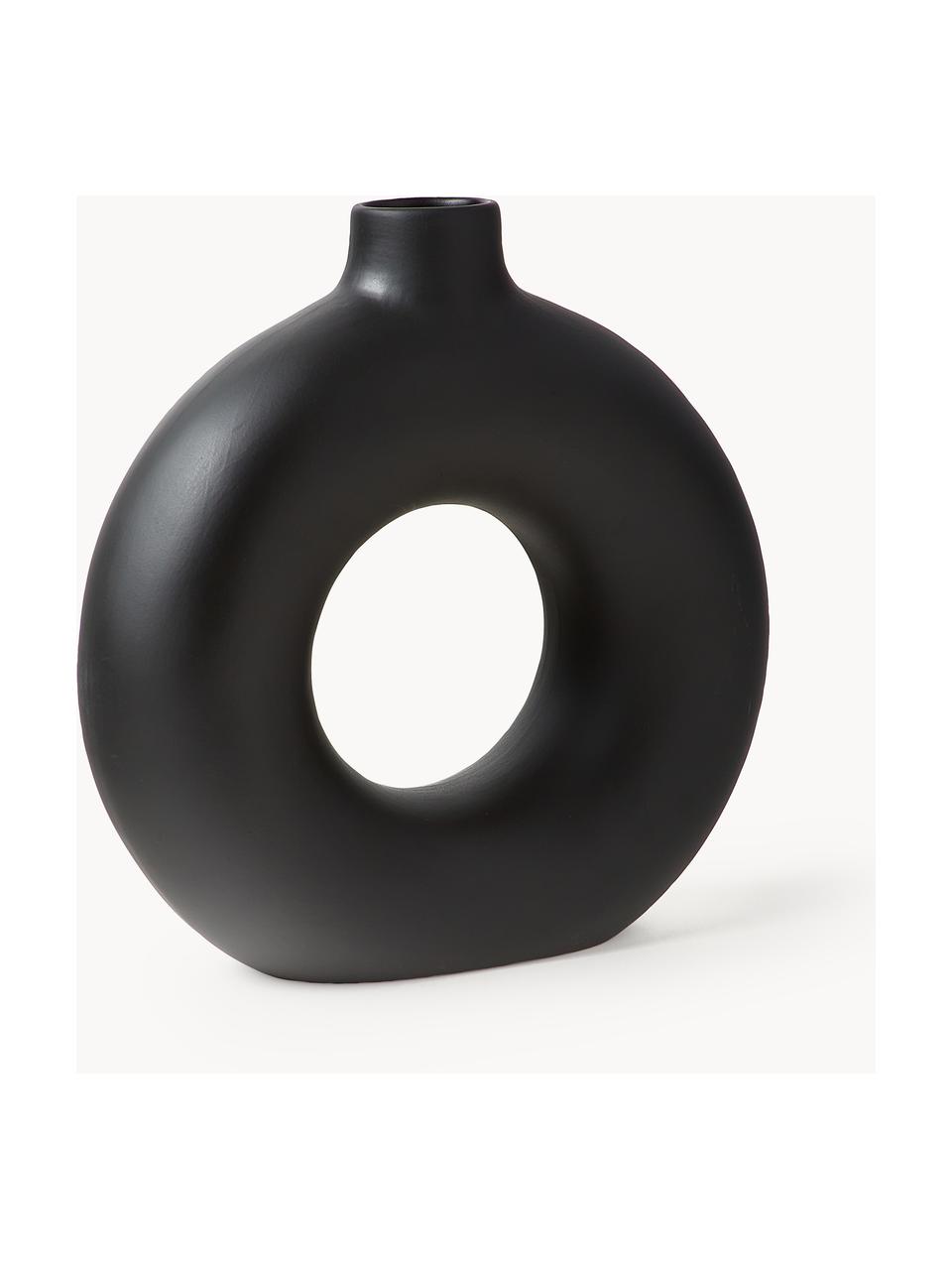 Design-Vase Livo, H 31 cm, Steingut, Schwarz, Ø 5 x H 31 cm