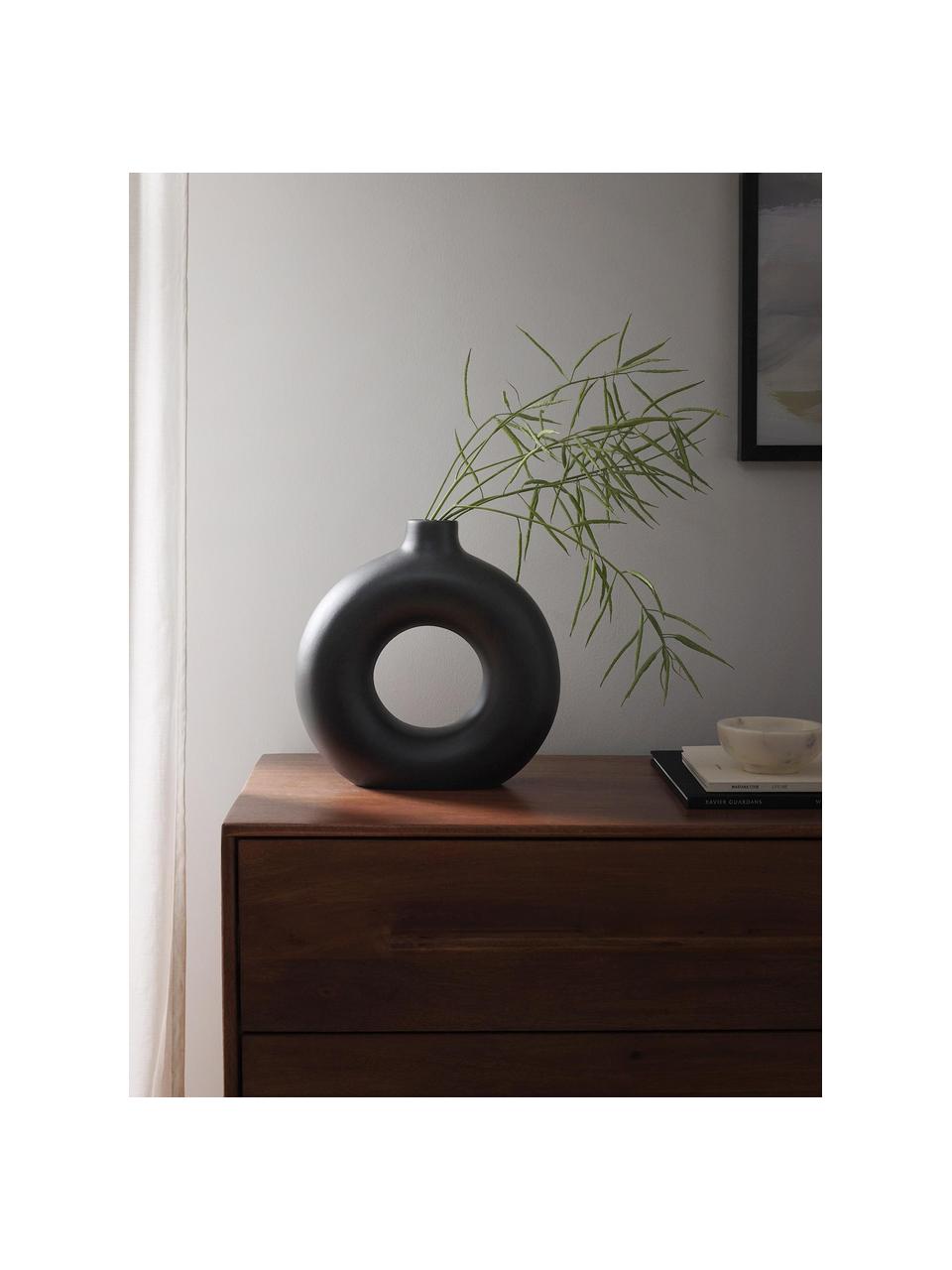 Design-Vase Livo, Steingut, Schwarz, Ø 5 x H 31 cm