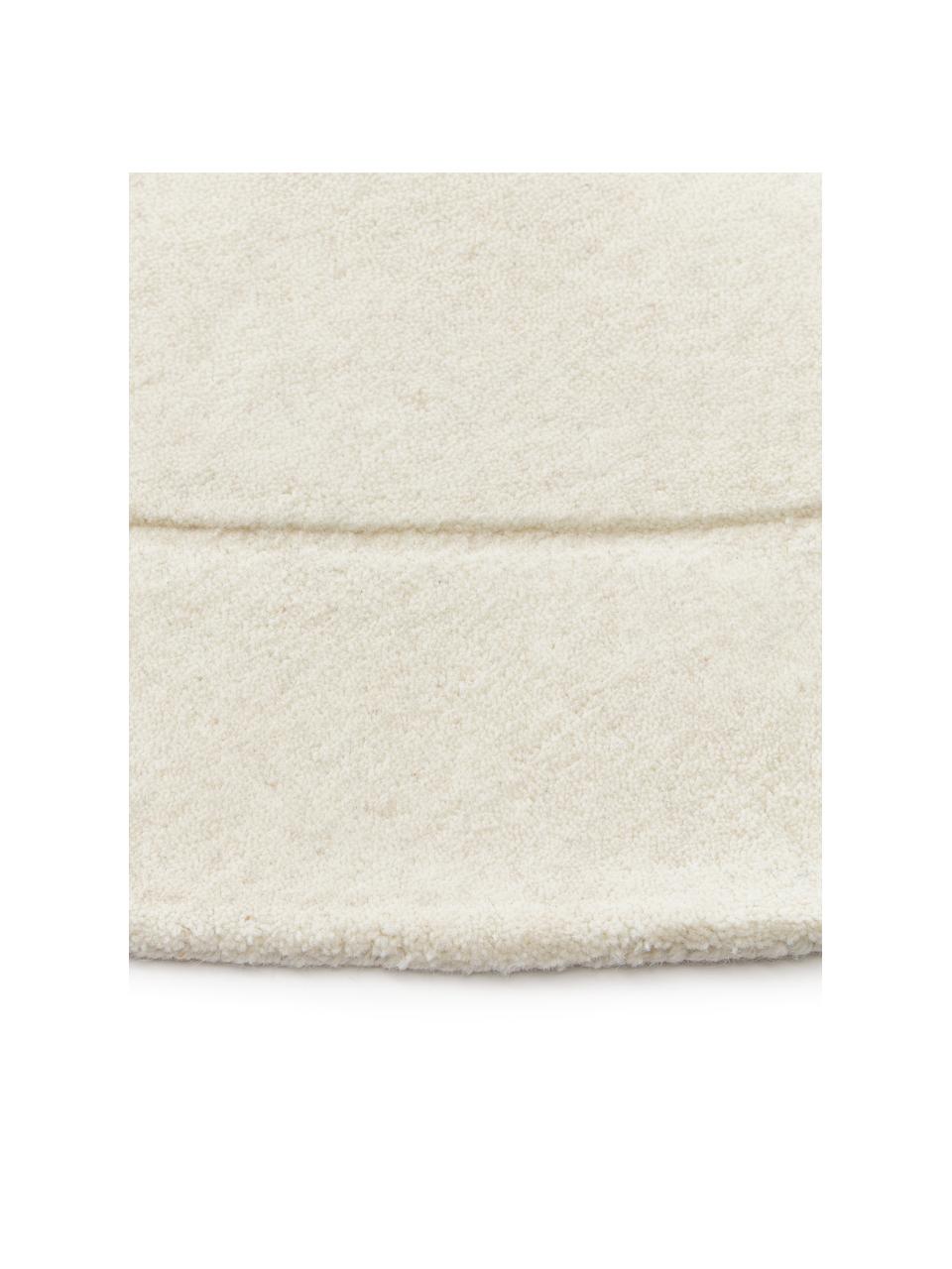 Alfombra artesanal de lana con forma orgánica Kadey, Parte superior: 100% lana con certificado, Reverso: 100% algodón Las alfombra, Blanco crema, An 120 x L 180 cm (Tamaño S)