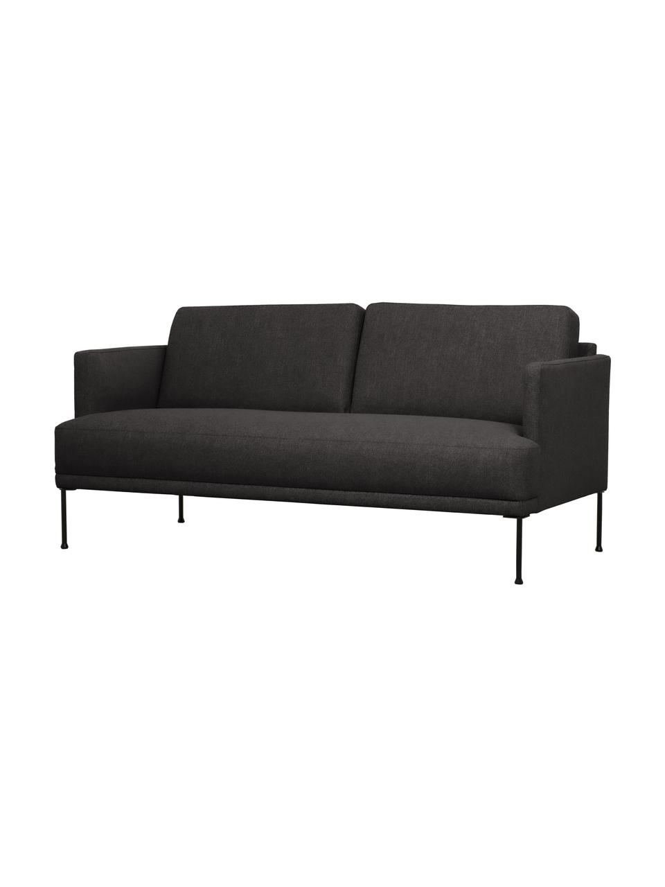 Sofá Fluente (2 plazas), Tapizado: 100% poliéster Alta resis, Estructura: madera de pino maciza, Patas: metal con pintura en polv, Tejido gris oscuro, An 166 x F 85 cm