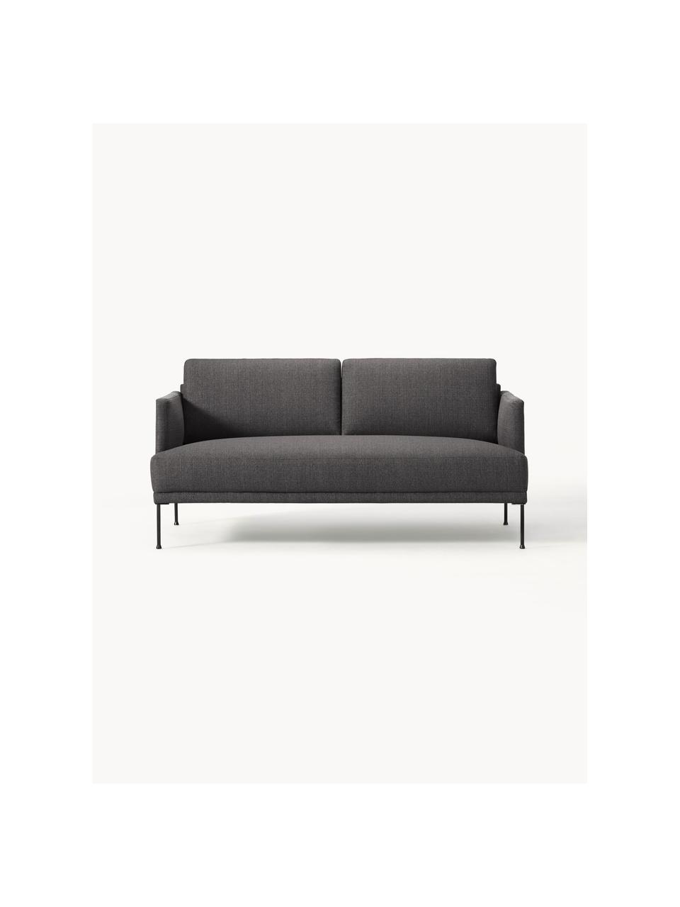 Sofa Fluente (2-Sitzer), Bezug: 100% Polyester Der hochwe, Gestell: Massives Kiefernholz, Füße: Metall, pulverbeschichtet, Webstoff Anthrazit, B 166 x T 85 cm