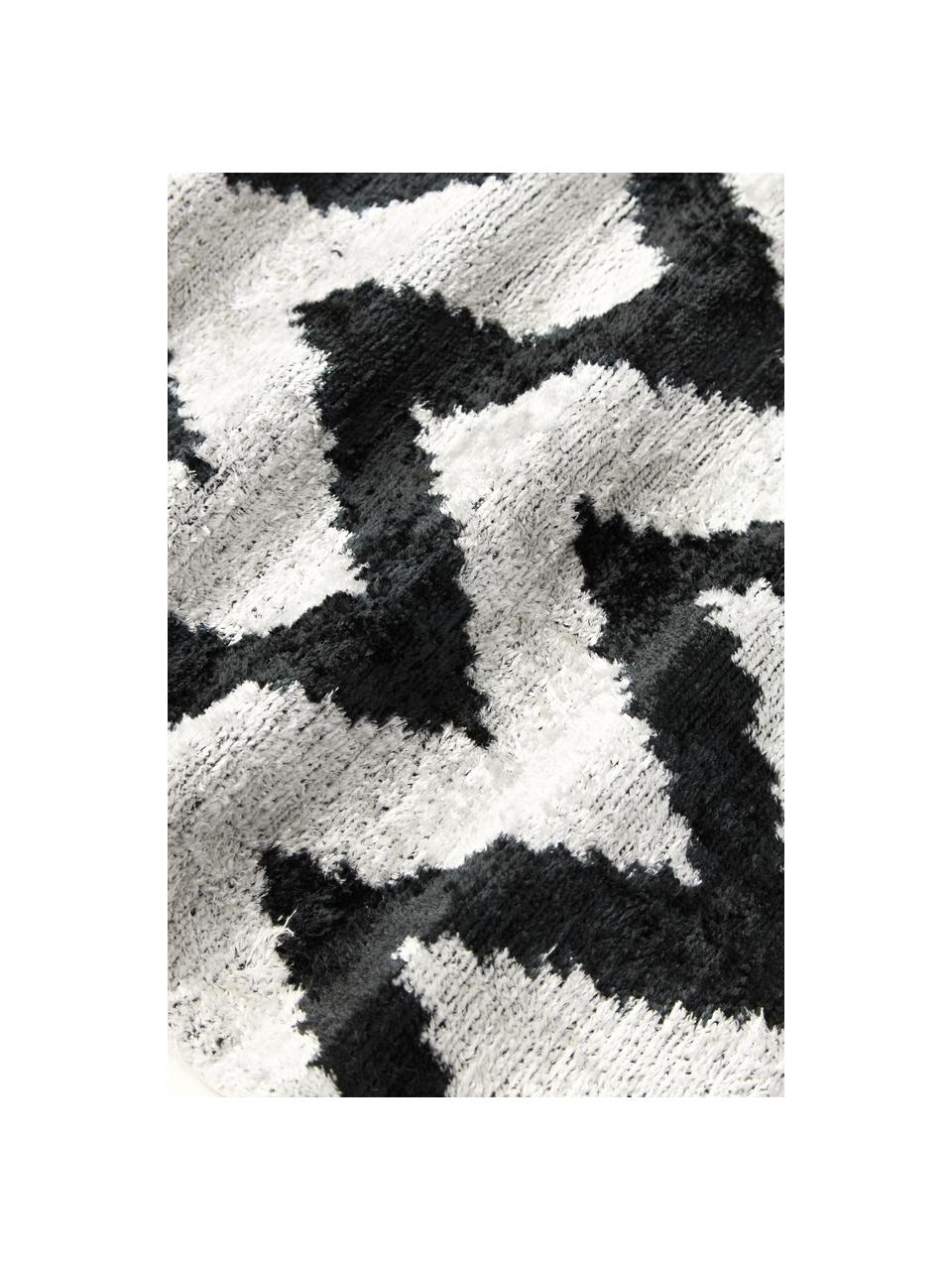 Copricuscino in velluto di seta con motivo a zigzag Velvety, Velluto di seta (50% seta, 50% cotone), Beige, nero, Larg. 40 x Lung. 60 cm