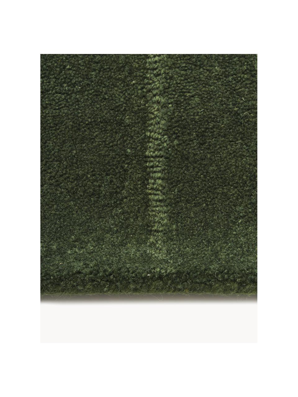 Handgetufteter Wollteppich Mason, Flor: 100 % Wolle, Dunkelgrün, B 80 x L 150 cm (Größe XS)