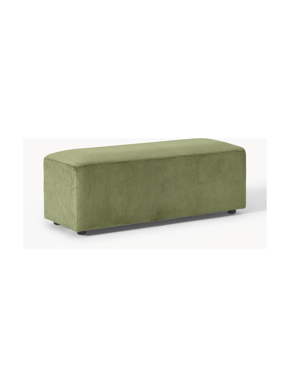 Pouf XL en velours côtelé Melva, larg. 116 x prof. 42 cm, Velours côtelé vert olive, larg. 116 x prof. 42 cm