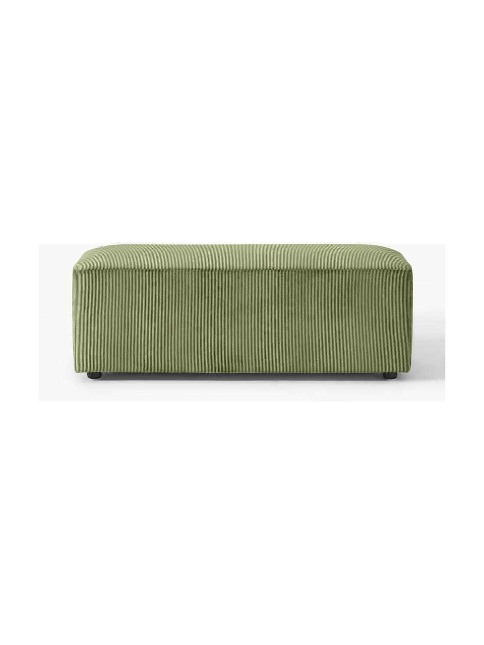 Pouf XL en velours côtelé Melva, larg. 116 x prof. 42 cm, Velours côtelé vert olive, larg. 116 x prof. 42 cm