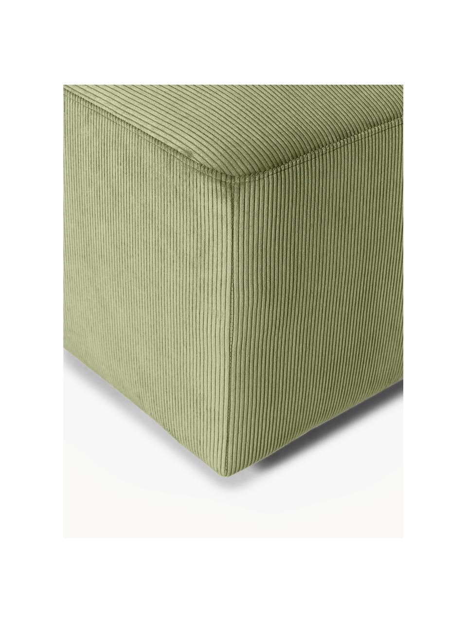 XL poef Melva van corduroy, B 116 x D 42 cm, Bekleding: corduroy (92% polyester, , Frame: massief grenen- en sparre, Poten: kunststof Dit product is , Corduroy olijfgroen, B 116 x D 42 cm