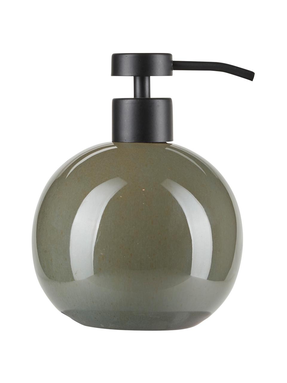 Distributeur de savon en céramique Tin, Vert, noir, Ø 11 x haut. 16 cm