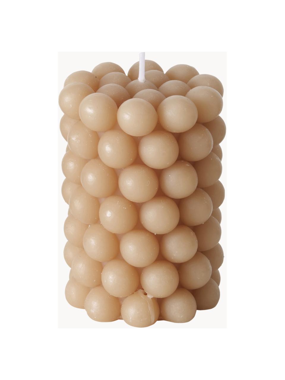 Bougies piliers de cire Pearls, 3 élém., haut. 10 cm, Cire, Blanc cassé, noir, beige, Ø 7 x haut. 10 cm